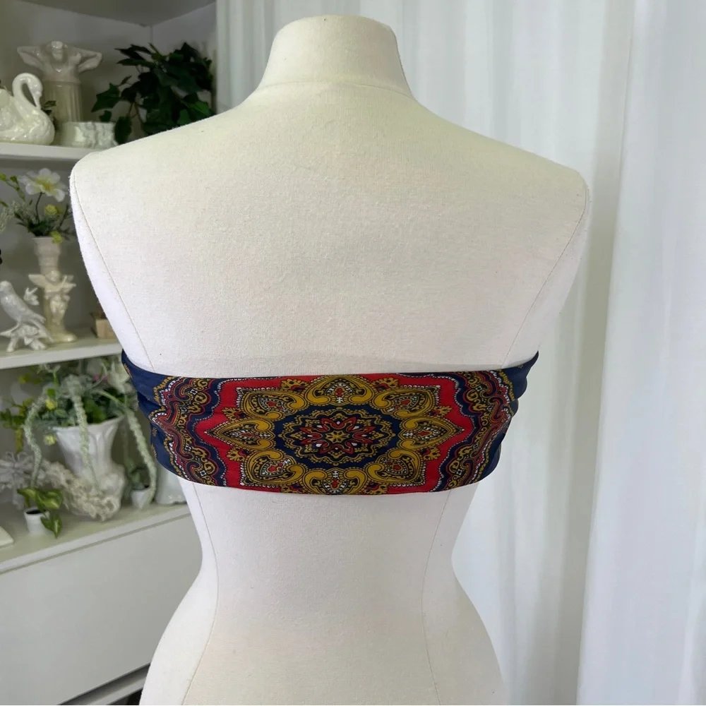 Vintage 90s Classic Tapestry Paisley Style Scarf Top - Picture 6 of 10